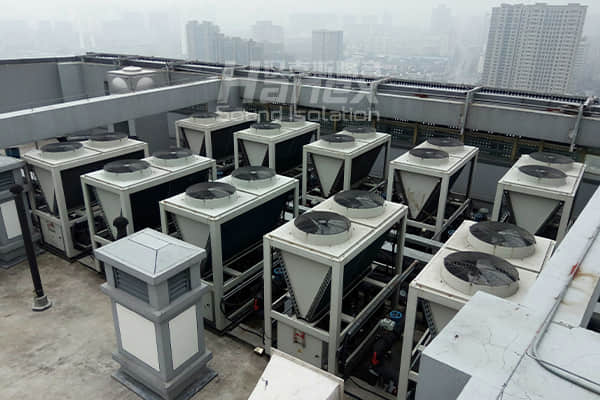 海寧某醫院屋頂空調風冷熱泵機組減振降噪項目案例